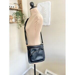 Vintage 90s Black Zipper Leather Crossbody